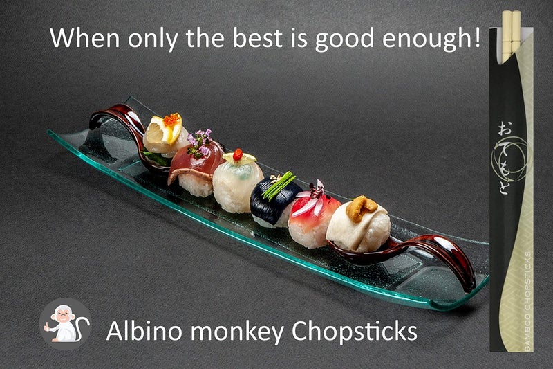 Albino Monkey 200 Round Separated Disposable Chopsticks | Best for Sushi | Bamboo Wooden Chinese Chop sticks - Bamboo Chopstick Bulk - Disposable Utensils Premium Quality - (100 Pairs) - Image 2